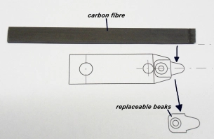 Making jaws from a carbon fiber strip. Making jaws from a carbon fiber strip.