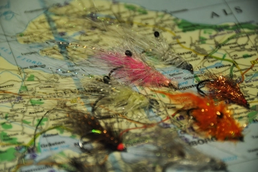 Map of Denmark and flies for coastal seatrout. Map of Denmark and flies for coastal seatrout.