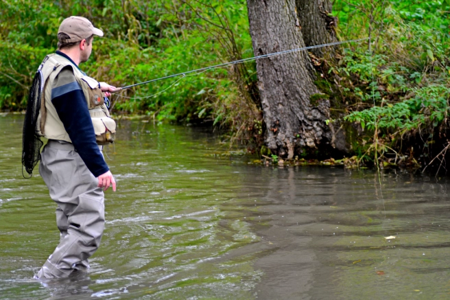 Fishing on a small stream Fishing on a small stream